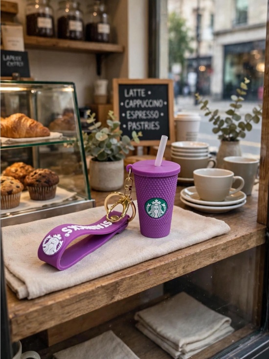Starbucks Accessories - Starbucks Purple Silicone Mini Cup Keyring with Logo Strap